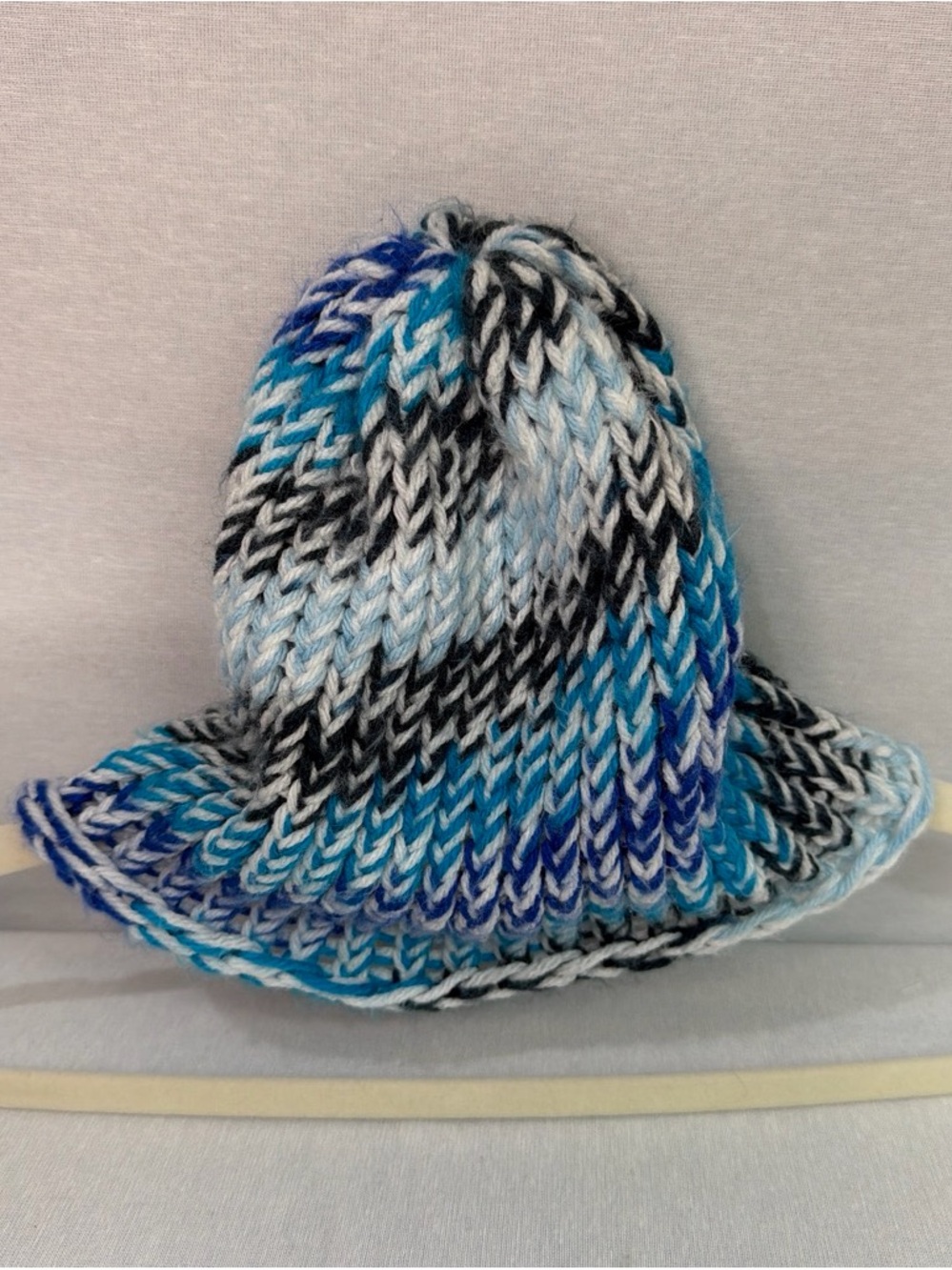 Blue Multicolor Knit Kids Bucket Hat